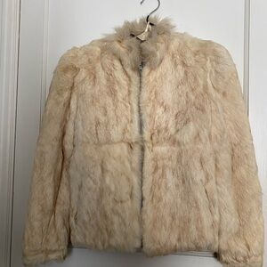 Vintage 1980s Jordache Tan Rabbit Fur Jacket